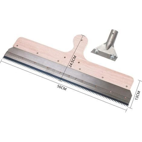 Grattoir à ciment auto-nivelant 56 cm – Acier inoxydable et bois – Pour peinture époxy et pavage mortier – Plaque de protection renforcée (1/5)