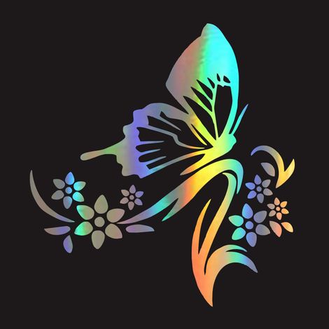 Autocollants de voiture créatifs, fleurs papillon, protection Laser, décoration de fenêtre (1/5)