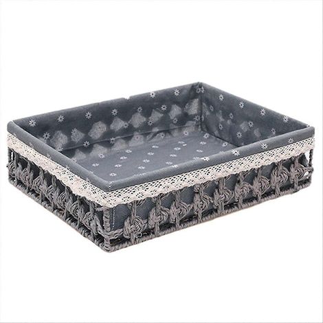Paniers de rangement en rotin tressé, gris (1/5)
