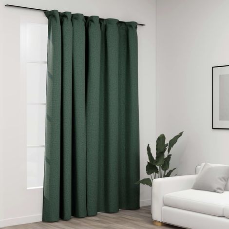 Rideau occultant,Décoration Chambre Fenêtre,Rideau Thermique Isolant d'aspect de lin avec crochets Vert 290x245 cm GDSVW88460 (1/4)