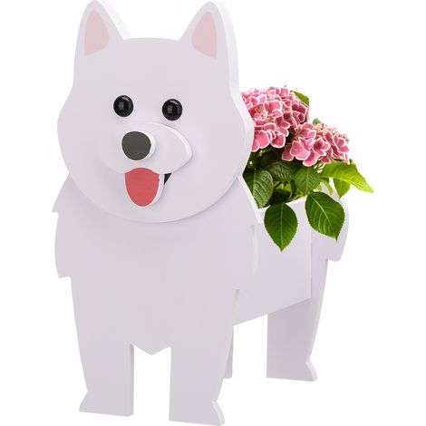 Maceta decorativa Samoyedo, PVC de alta resistencia, 24 cm, conjunto de jardín multicolor (1/5)