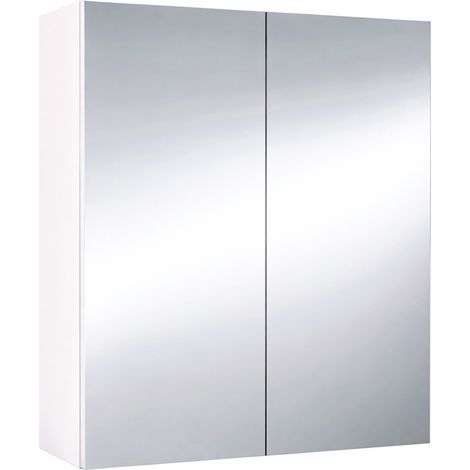 Pensile Bagno Con Specchio A 2 Ante Mobile Sospeso Salvaspazio In Melaminico Con Ripiani Interni Arredo Bagno Moderno Elegante E Funzionale 65 x 60 x 21 Cm Bianco