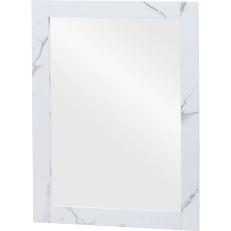 Espejo de pared HHG-631, espejo de baño muebles de baño espejo, certificado MVG 72x52cm, aspecto mármol blanco