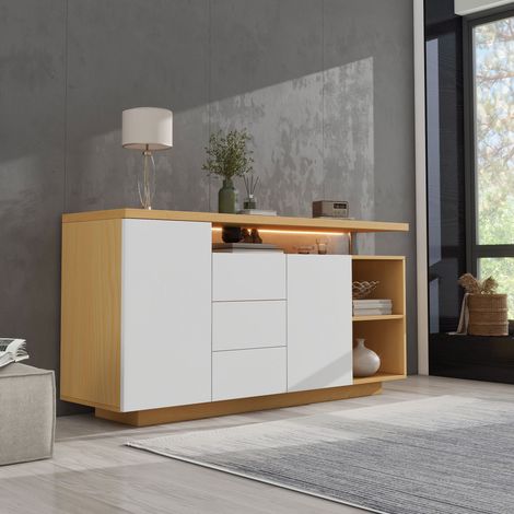 Aparador mueble almacenaje 140 cm con LED blanco OKMYHOME (1/5)