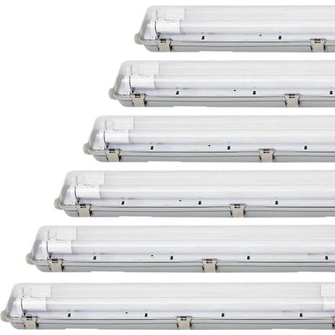 Pack de 6 - Réglette étanche 150 cm double pour Tube LED T8 IP65 (Boitier vide) - SILUMEN