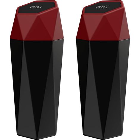 Poubelle Voiture Avec Couvercle - Poubelle Compacte Pour Support De Gobelet Voiture - Design Losange - 2 Pièces - Noir (1/5)