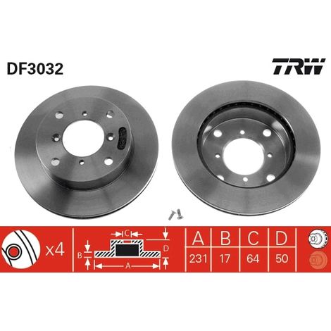 2er Set Bremsscheibe TRW DF3032 SUZUKI (CHANGAN) 251110 SUZUKI 55311-60B20 (Set