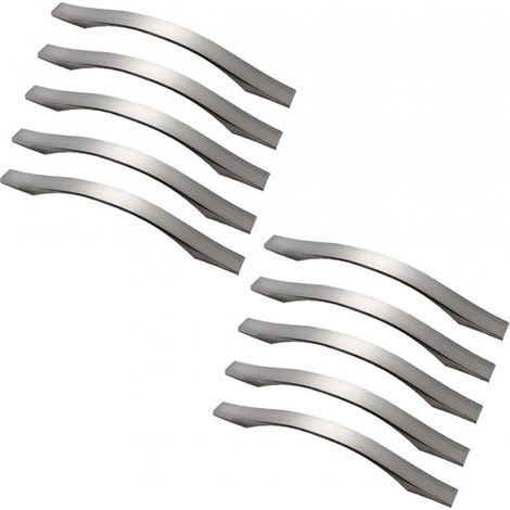 Juego de 10 tiradores para armarios de cocina, aleación de aluminio, níquel cepillado, para cajones y armarios (distancia entre agujeros: 160 mm) (1/5)