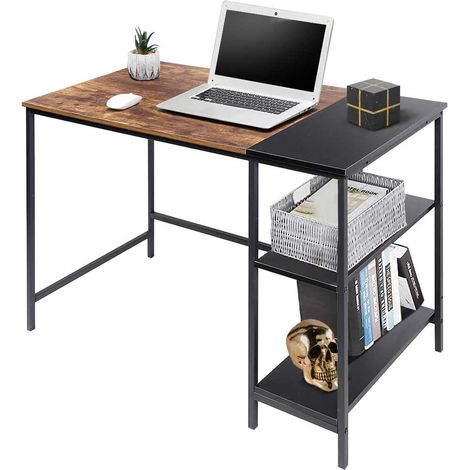 Scrivania Libreria Tavolo Porta PC Compuer Metallo Legno Casa Ufficio Quercia (1/5)