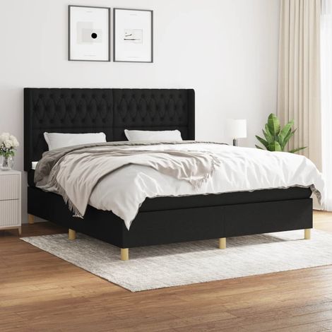 Boxspringbett mit Matratze Schwarz 180x200 cm Stoff (1/5)