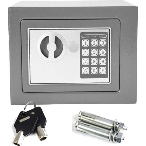 Mini Coffre-Fort De Dépôt Électronique Anti Bounce System, Coffre-fort portatif, Coffre fort Secret, Cofre fort a Cle et a Code pour Maison Hôtel, Gris 230 x 170 x 170 mm