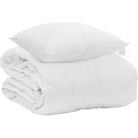 Ensemble couette et oreiller d'été en duvet, 2 pièces, microfibre blanche. (1/5)