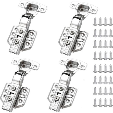 4 CharnièRes Pour Armoires De Cuisine, Charniere Porte Cuisine, Avec Fermeture Silencieuse, Pour Armoires De Cuisine Et Penderies (1/5)