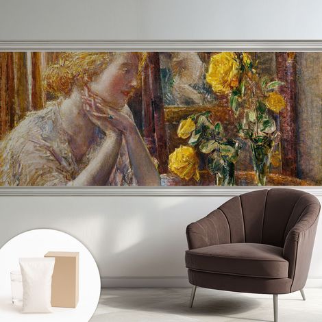 Fototapete - Tapete Vliestapete mit Kleber - Wandtapete Moderne Wandbild Schlafzimmer Wohnzimmer Frau mit Rosen 250x104 cm (1/5)