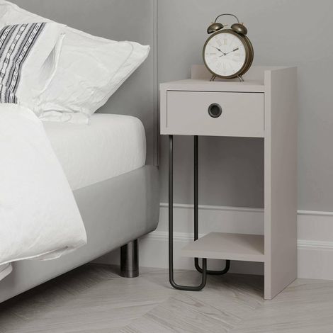 Chevet, Commode Basse, Table de Nuit, Étagère de Chevet, 32x30 h61 cm, Beige (1/4)