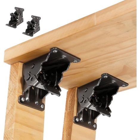 Lot de 2 pieds de table pliants et verrouillables – Charnières autobloquantes – Capacité 500 livres – Installation facile et rapide