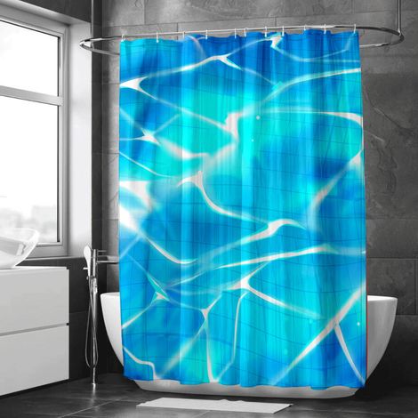Rideau de douche motif monde sous-marin tropical, polyester imperméable, 90x180 cm (1/5)
