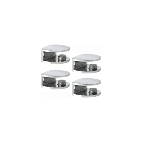 Pince à Verre Support d’Étagère en Verre Support de Tablette Mural Fixation Réglable, Verre Adaptatif de 8-10 mm d'Épaisseur, 4 Pcs