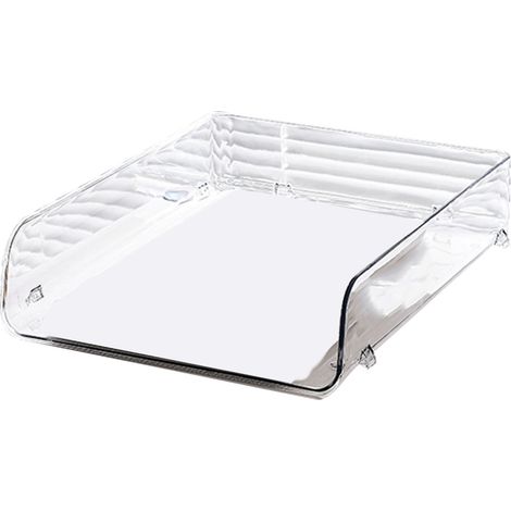 Boîte de rangement pour papier A4, empilable, plastique transparent, grande ouverture, organiseur de fichiers de bureau monocouche, 26,5x33x7,5 cm (1/5)