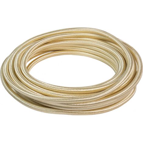 Câble électrique textile rond couleur ivoire 5 m 3G0,75 fil recouvert de tissu vintage style rétro pour lustres applique 93827-05 (1/2)