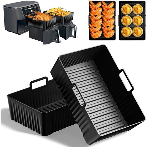 2 Paquet Prime Moule Silicone Air Fryer pour Ninja AF400EU/451EU 9.5L Foodi MAX Dual Zone Airfryer, AF300EU 7.5L, Accessoires Plat pour COOKWISE 9L, COSORI 8.5L/10L, Cuisine - 7.5-10 L (1/5)