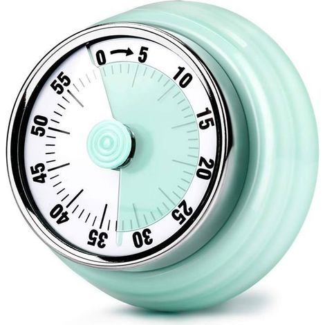 Minuterie magnétique mécanique de 60 minutes, compte à rebours sans piles, horloge de cuisine avec alarme sonore de 72 dB, vert (1/4)