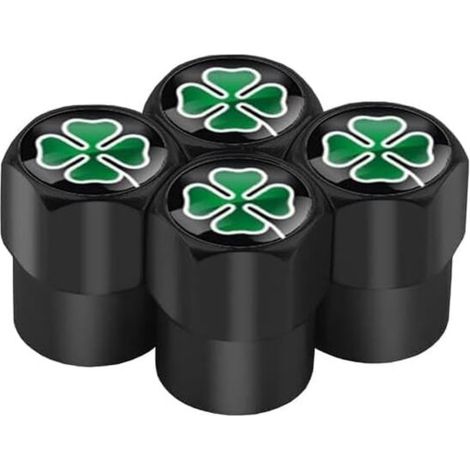 (1.3×1×1cm)4 Pcs Car Valve Caps for Alfa Romeo 159 Giulietta 147 Mito Giulia 156 166 GT Stelvio Tonale, Waterproof and Dustproof Car Tire Valve Cover,A Black (1/4)