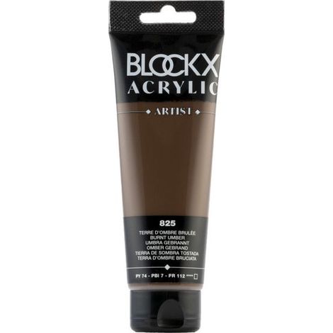 Peinture acrylique - Terre ombre brûlée - 825 - BLOCKX Artist - Qualité beaux-arts - Tube 120ml
