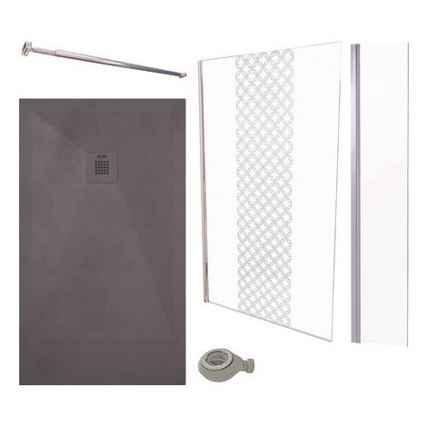 ONDEE - Pack De Ducha – Plato Antracita 160X90cm + Mampara 120cm + Deflector + barra (1/4)
