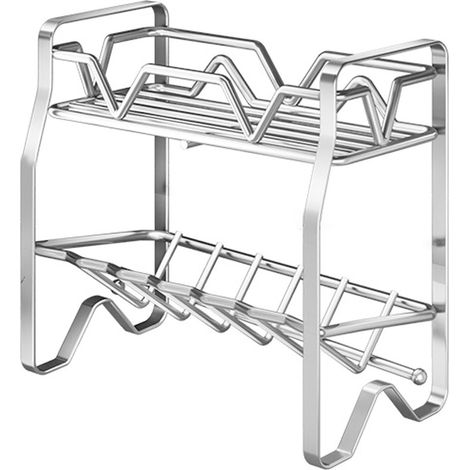 Étagère à épices multifonctionnelle en acier inoxydable, organisateur d'assaisonnement à 2 niveaux, fournitures de cuisine (1/5)