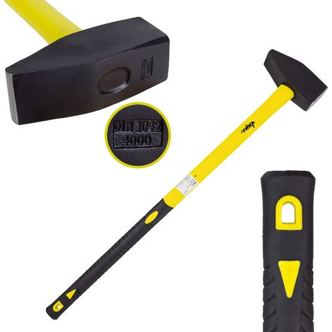 Vorschlaghammer 4kg 90cm Schlaghammer Fäustel Spalthammer Glasfaserstiel robust (1/5)