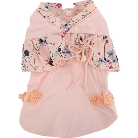 Costume Tang pour animaux de compagnie, robe de style chinois élégant Cheongsam en satin pour petits chiens et chiots. (1/5)