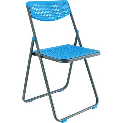 SEDIA PIEGHEVOLE SMARTY SALVASPAZIO METALLO E POLIPROPILENE RICHIUDIBILE SLIM PORTATILE Blu / Grigio (1/4)