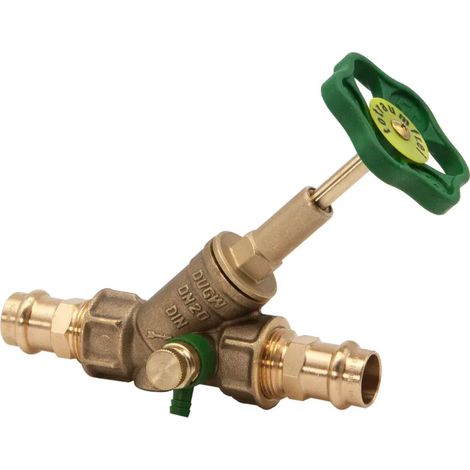 JS Valvola a flusso libero, con attacco a pressare (filetto femmina), con scarico, con albero in salita, DN20, diametro di pressatura 18mm, omologato DVGW, 0015181800001