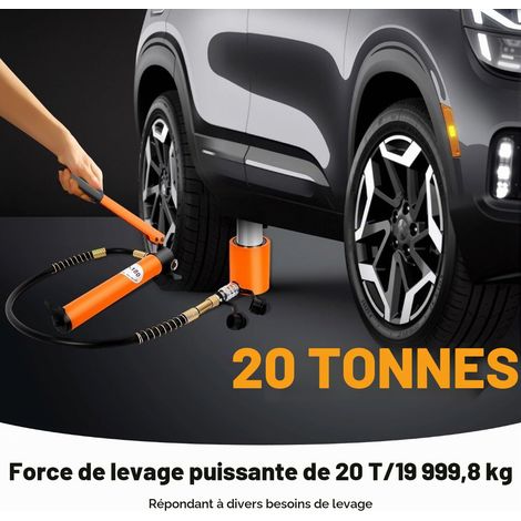 Vérin hydraulique 20T, Pompe Manuelle CP-180, cric Industriel 70 MPa, Réservoir 350cm³, flexible 1m et course 50mm, pompe manuelle en deux pièces pour levage redressage et maintenance (1/5)