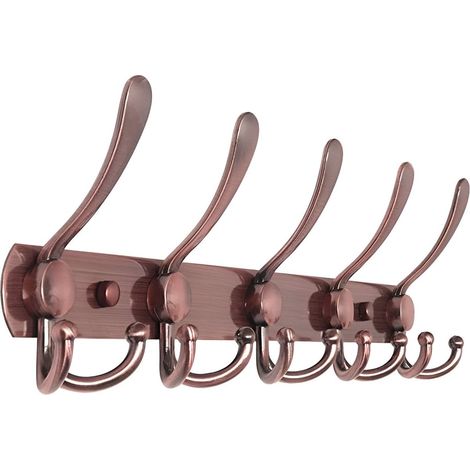 TOJ Living Porte-manteau mural 15 crochets – Patère murale / porte-serviettes – Style industriel & moderne – Acier inoxydable – 45 cm – bronze (1/5)