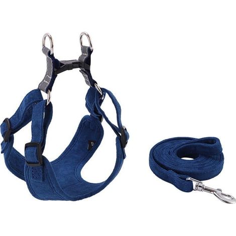Filiyano-Laisse anti-traction pour chiot, chat ou petit chien, bleue (laisse + deux sangles de poitrine)S (1/4)