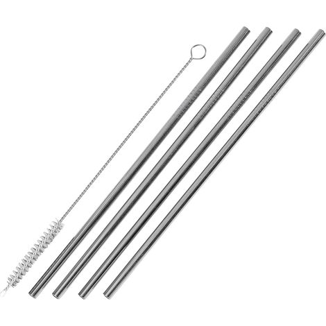 Pailles droites par 4 en inox (1/4)