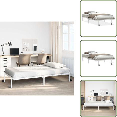 vidaXL Cadre de lit sans matelas pliable blanc 107x203 cm acier (1/5)