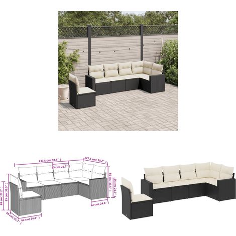 6-tlg. Garten-Sofagarnitur mit Kissen Schwarz Poly Rattan - Gartensofas - Outdoor Möbel - Gartenmöbel Set - Rattan Sofa - Lounge Set - Home & Living (1/3)