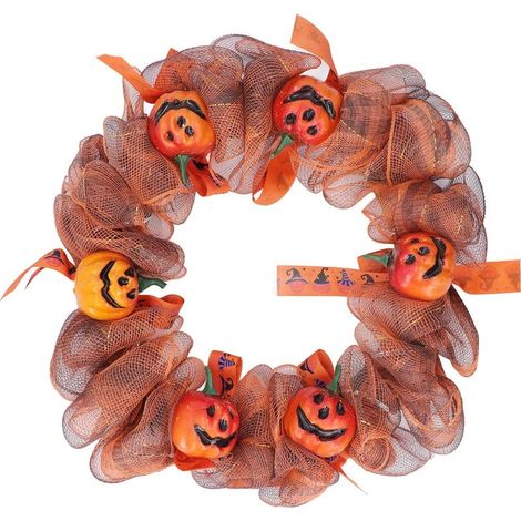 Decorations of couronne of door d'Halloween, mesh of citrouille suspended to the before for wall, windows and tables (1/5)