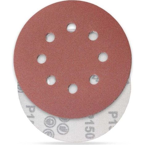 150 Disque de Ponçage Disques Abrasifs Grain Taille de 125mm Idéal pour Poncer/Polir/Dérouiller HSDPS5M100, Lot de 100