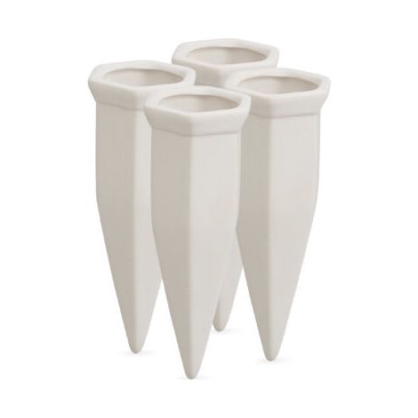 Relaxdays Cône d’arrosage, set de 4, système d’irrigation bouteilles en PET d’1,5 l, jardinières, plantes en pot, blanc (1/5)