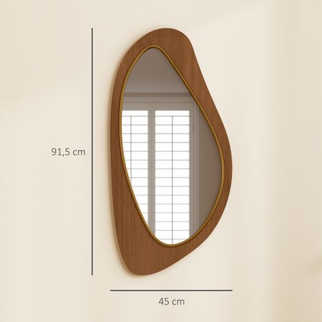 Miroir mural/miroir de fenêtre avec cadre en placage de pin pour chambre/salon, 91,5 x 45 x 3 cm, bois naturel (1/5)