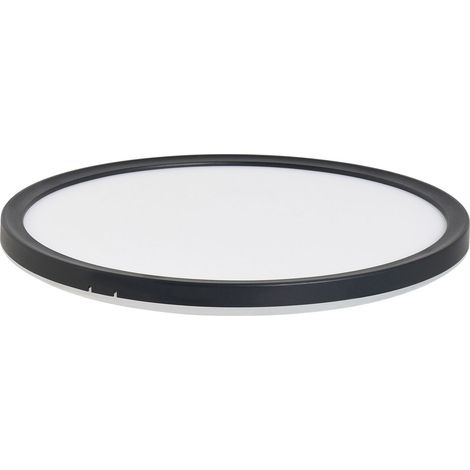 LED Ceiling Light Black Synthetic Round LED Panel Light Flush Ceiling Mount Light with Remote VELORA (1/5)