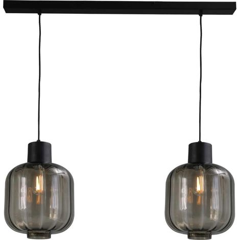 Lampe de salle à manger Lett lll 28 2 lumières noir avec verre fumé - 2161-05-05-28-100-2 (1/3)