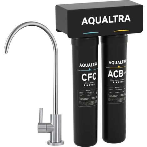 Système sous évier alcalin avec robinet, 106000L, réduit les PFOA, PFOS, chlore, plomb, mercure, chloramine, fluorure, particules de microplastiques, mauvais goût et odeur (1/5)