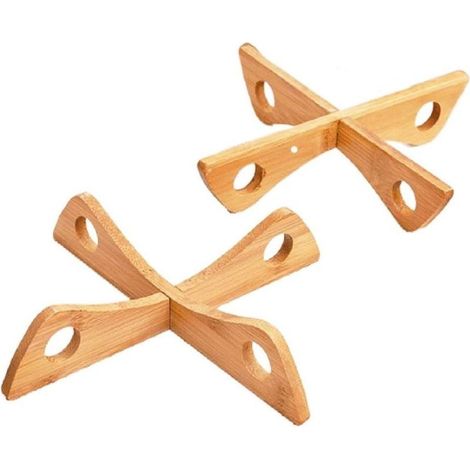 Mat insulation thermal in wood in shape of croix (set of 2) [Version painted] Packed individually (sachet OPP) (1/5)