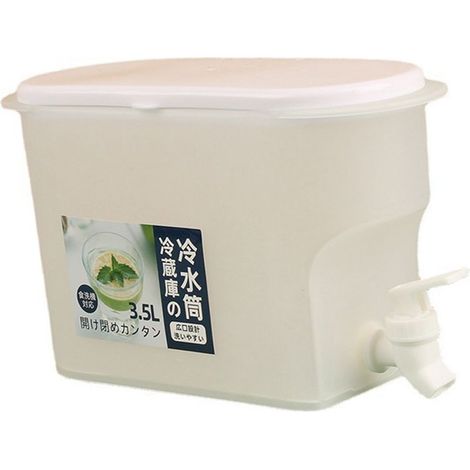 Distributeur de boissons blanc de 3,5 L avec robinet, grand couvercle, joint de fraîcheur. (1/5)