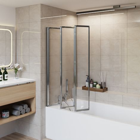Aquariss 1400x1200mm Bathroom 5 Folding Panel Bath Shower Screen 4mm ...